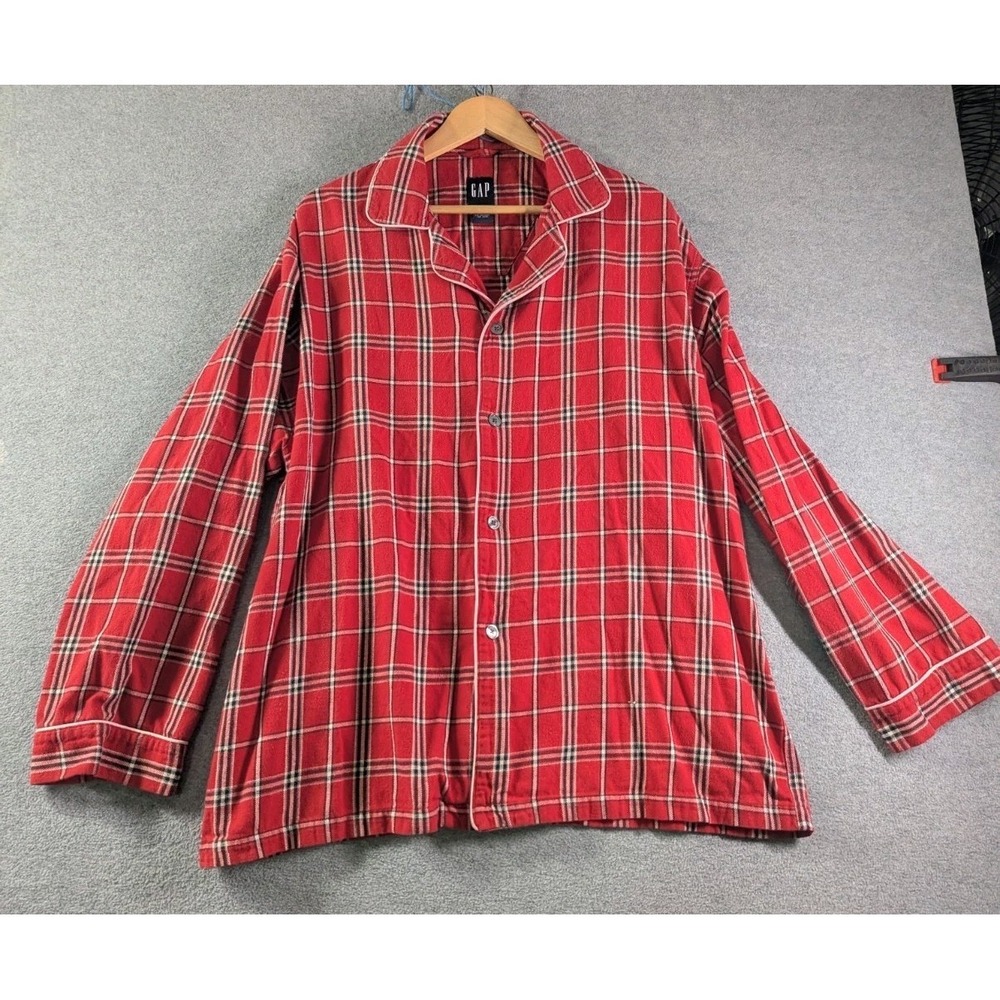 GAP Red Plaid Pajama Shirt Men's XL Flannel Lounge Sleepwear‎ Y2K